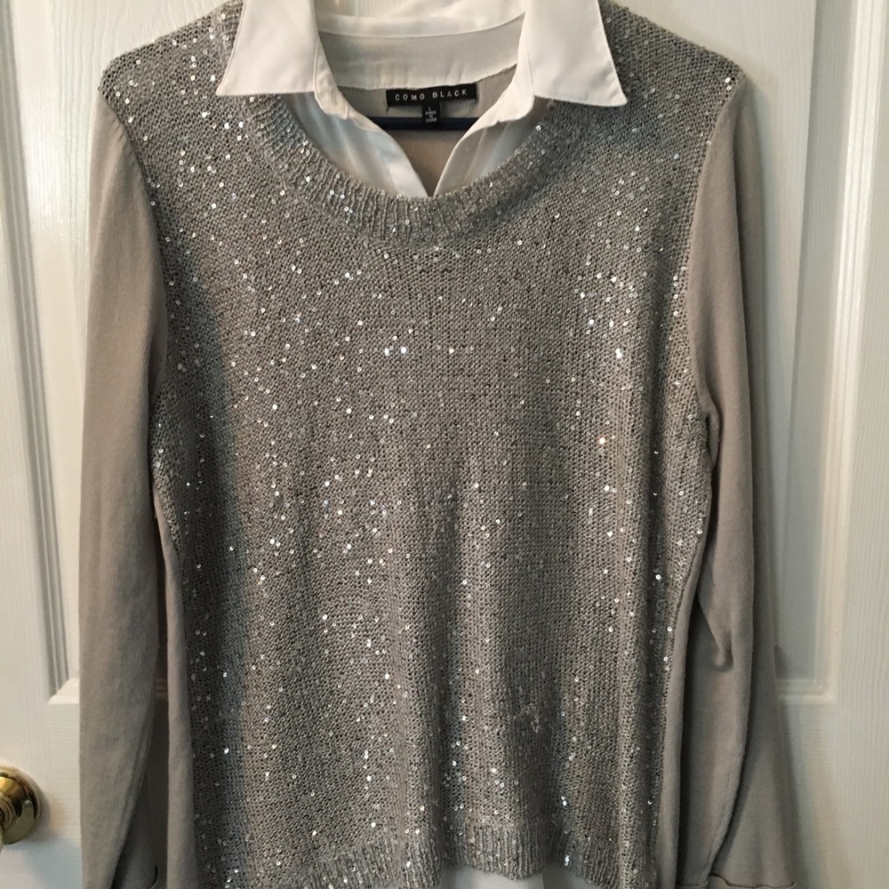 Women’s holiday blouse with attached sweater